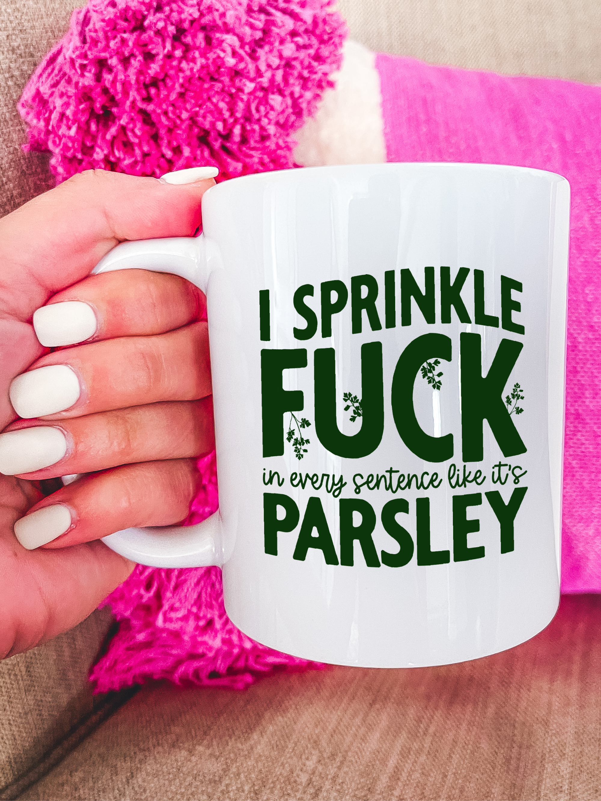 Funky Quote Fuck Yeah Stacked Mugs Green