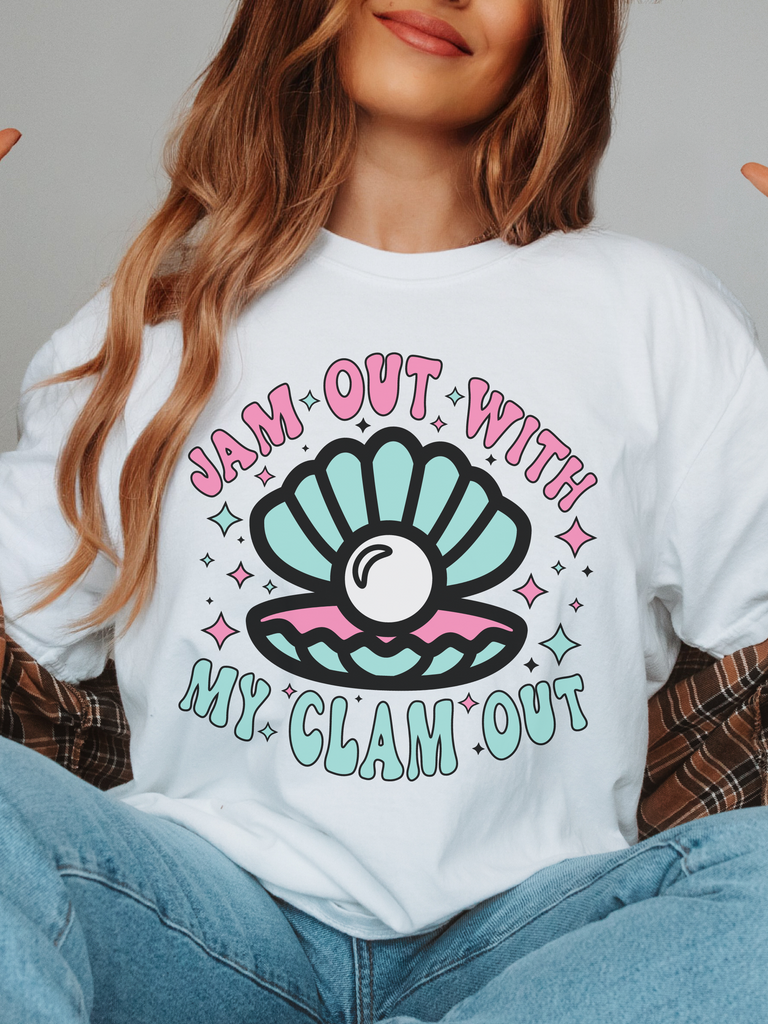 Jam Out with My Clam Out T-Shirt - White / 3XL
